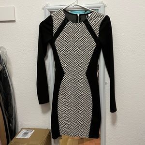 Black and white bodycon mini dress